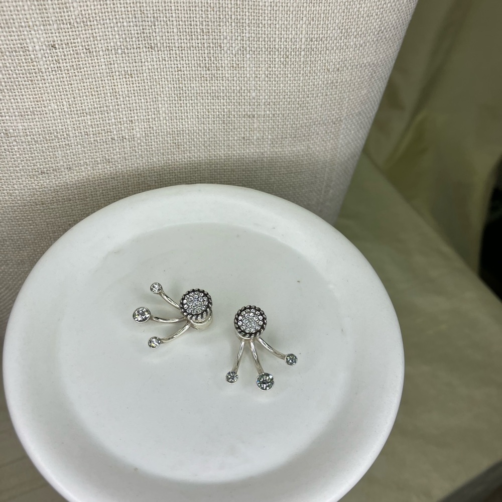 Brighton Silver Crystal Firework Front Back Earrings